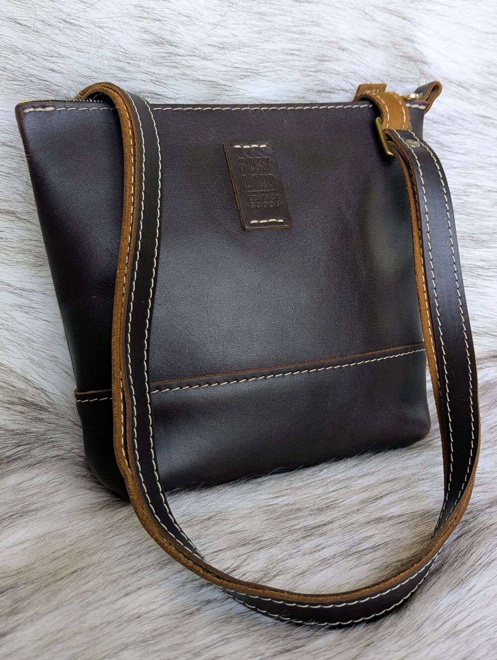 Portland Leather Festival Bag In Grizzly Color